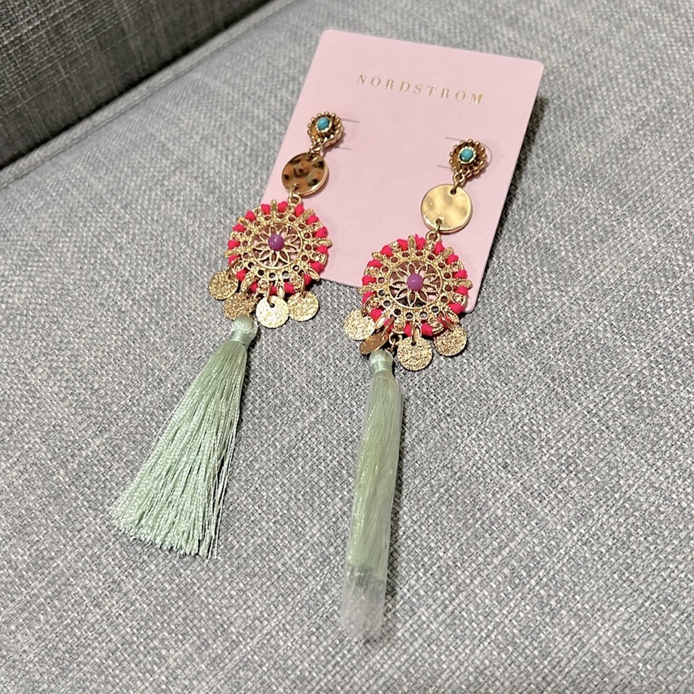 Nordstrom Pink and Gold Statement Earrings - Picture 3 of 4
